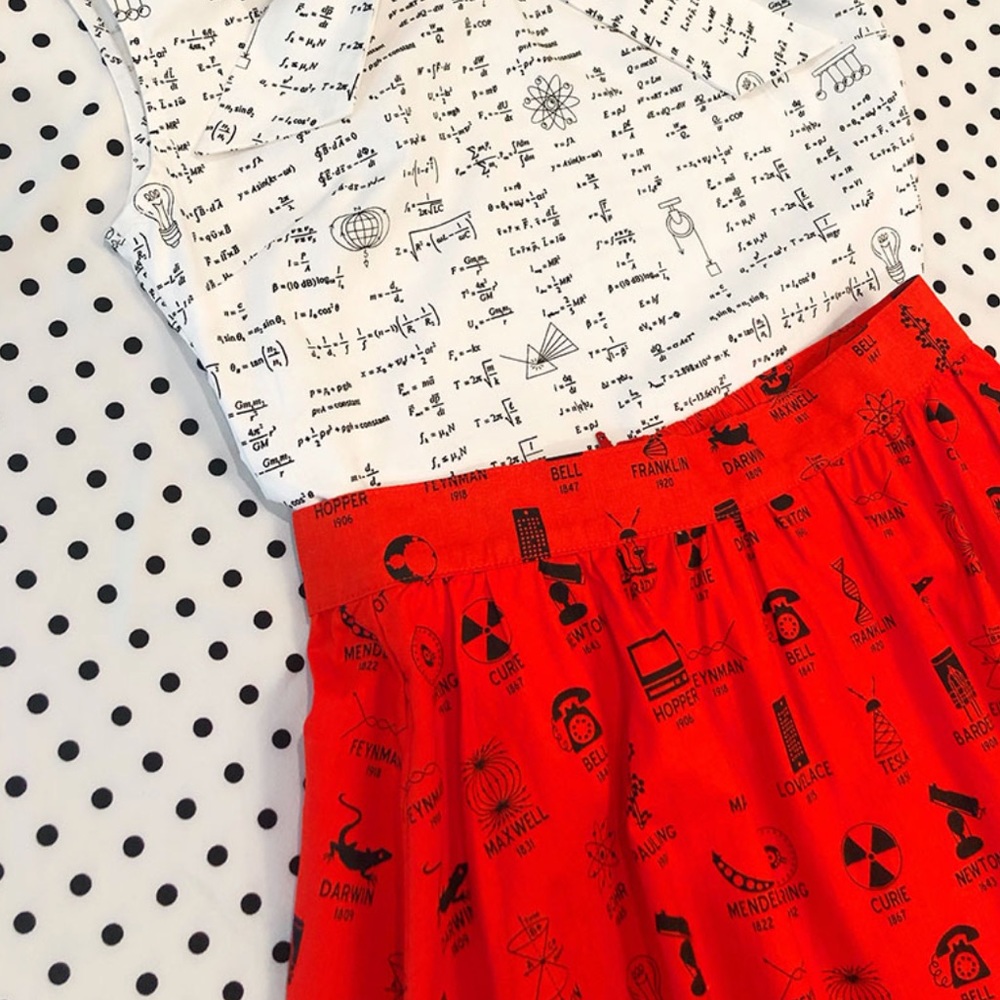 Nwt Retrolicious Retro Inventors Science Skirt In… - image 1